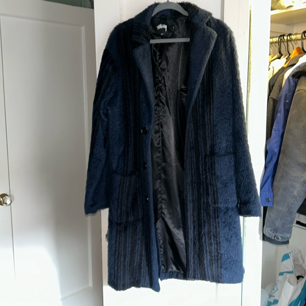 Stussy stripe overcoat